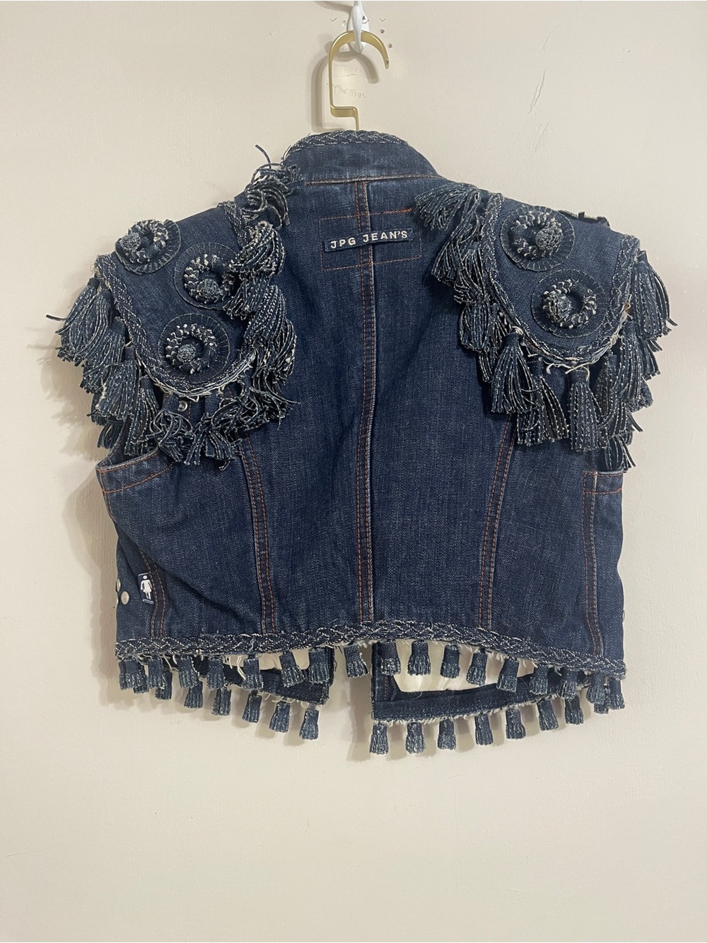 JPG Jean Paul Gaultier Fringe Studded Denim Vest Jacket - Picture 5 of 8